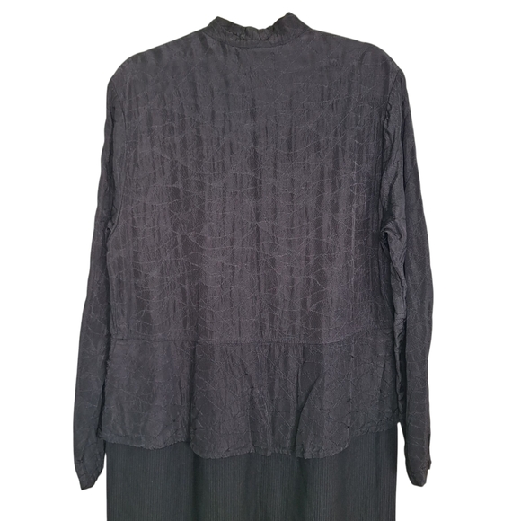 Flax Romantic Gothic Style Textured 2 In 1 Dress Long Sleeve Snap Button M - Picture 10 of 13